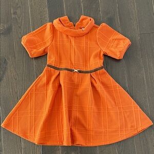 Orange Short Sleeve Dress with Belt